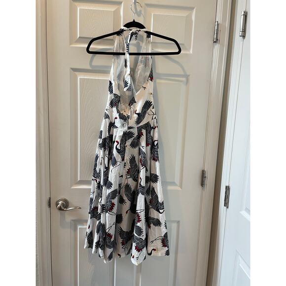 Unique Vintage 1950s Pin Up Retro Crane Halter Swing Dress Sz XS # - Picture 8 of 10